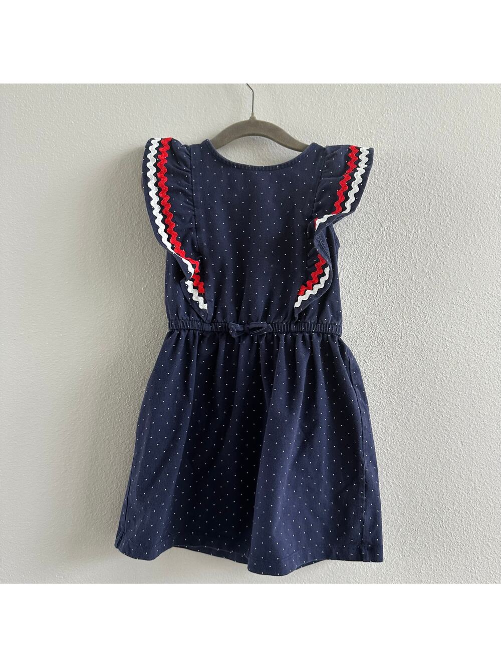 Janie And Jack Girls Navy Flutter Sleeve Dress Size 3T USA 4th of July